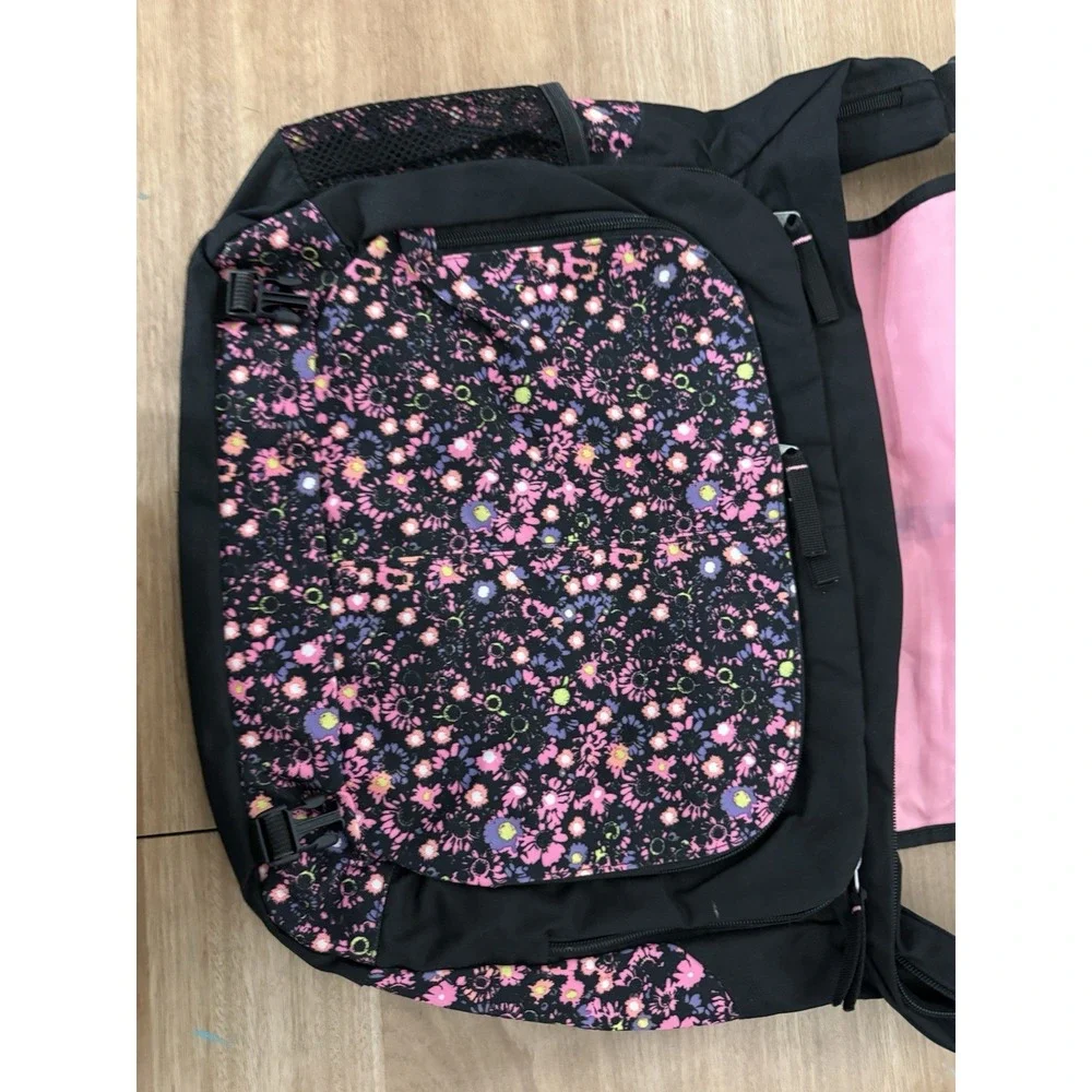 JanSport Messenger Laptop Bag Floral Pink Black Shoulder School Book Travel 15